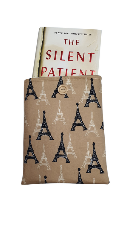 The padded Book Pouch is approximately 8 inches by 10 inches (20.5cms x 25.5cms).