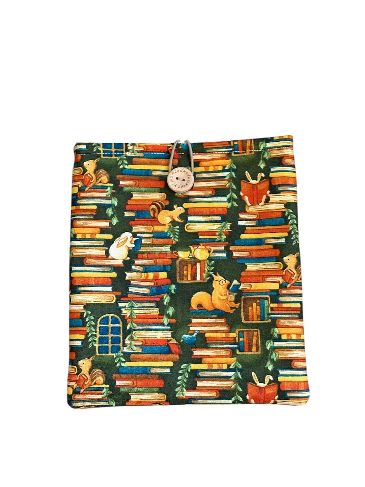 The handmade Kindle/Book Pouch is approximately 18cms x 16cms and will protect your Kindle/e-Reader or small paperback.  Please check the size of your device or book prior to placing an order