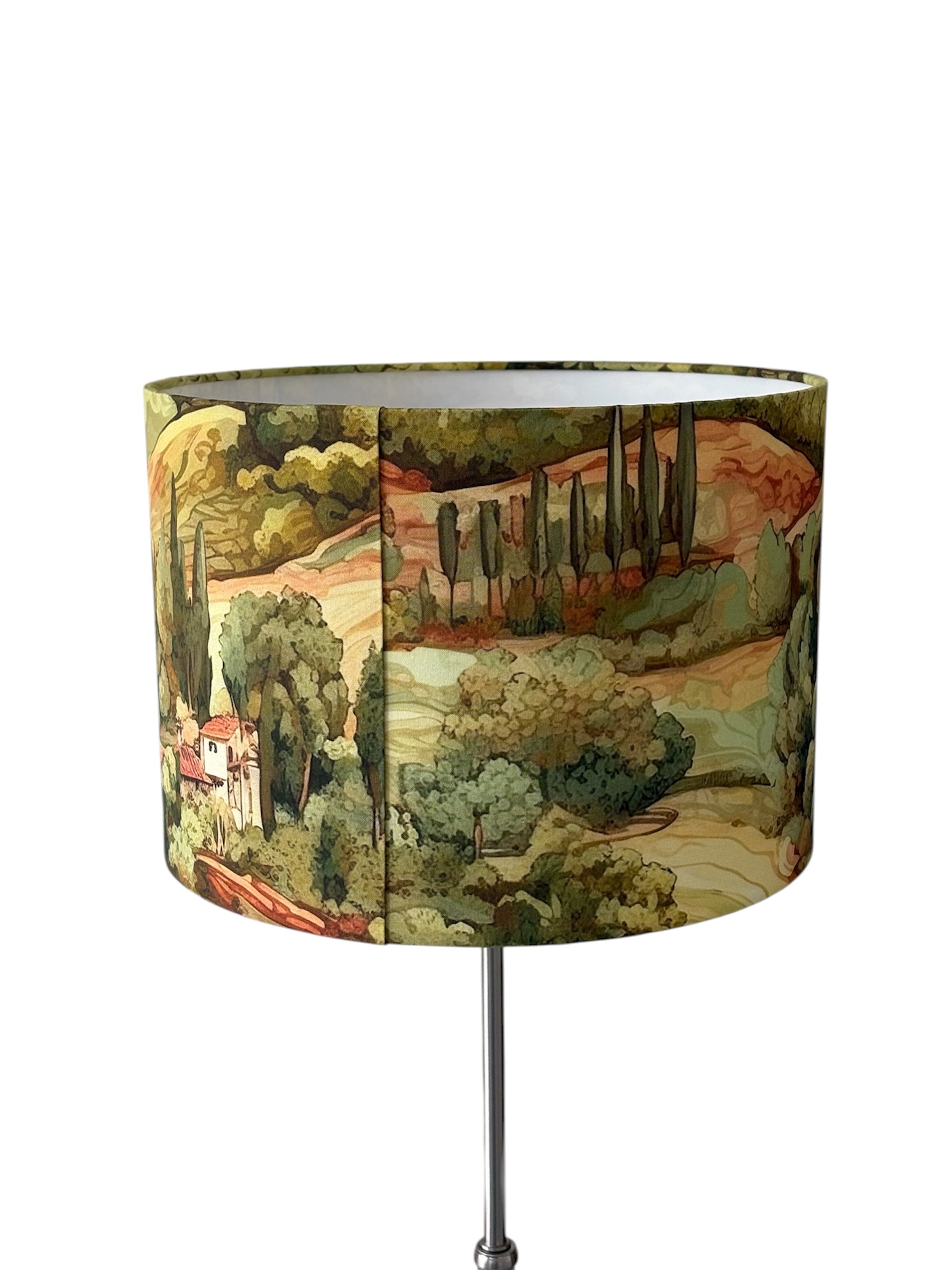 This photo shows the back of the handmade lampshade and note a pattern may not match due to the pattern placement and repeat.