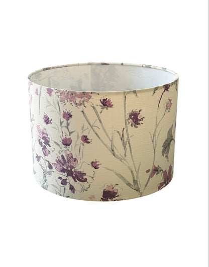 Handmade 30cm drum lampshade made with Laura Ashley Wild Meadows fabric.