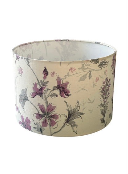 The Wild Meadows fabric is shades of lilac and pale grey on a light background.