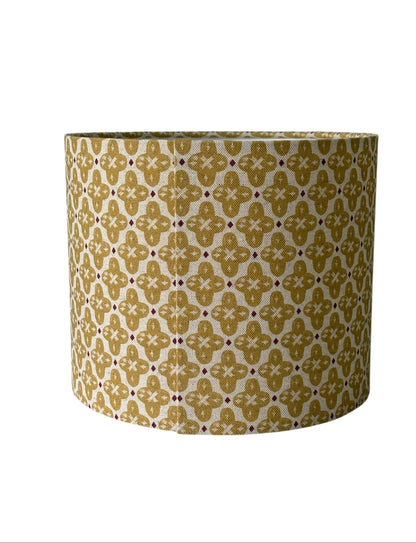 This photo shows the join at the seam at the back of the handmade 25cm drum lampshade.