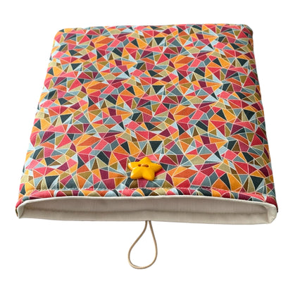 Handmade Multicolour Padded Book Pouch, Book Lovers Gift, Book Accessory, Book Cover