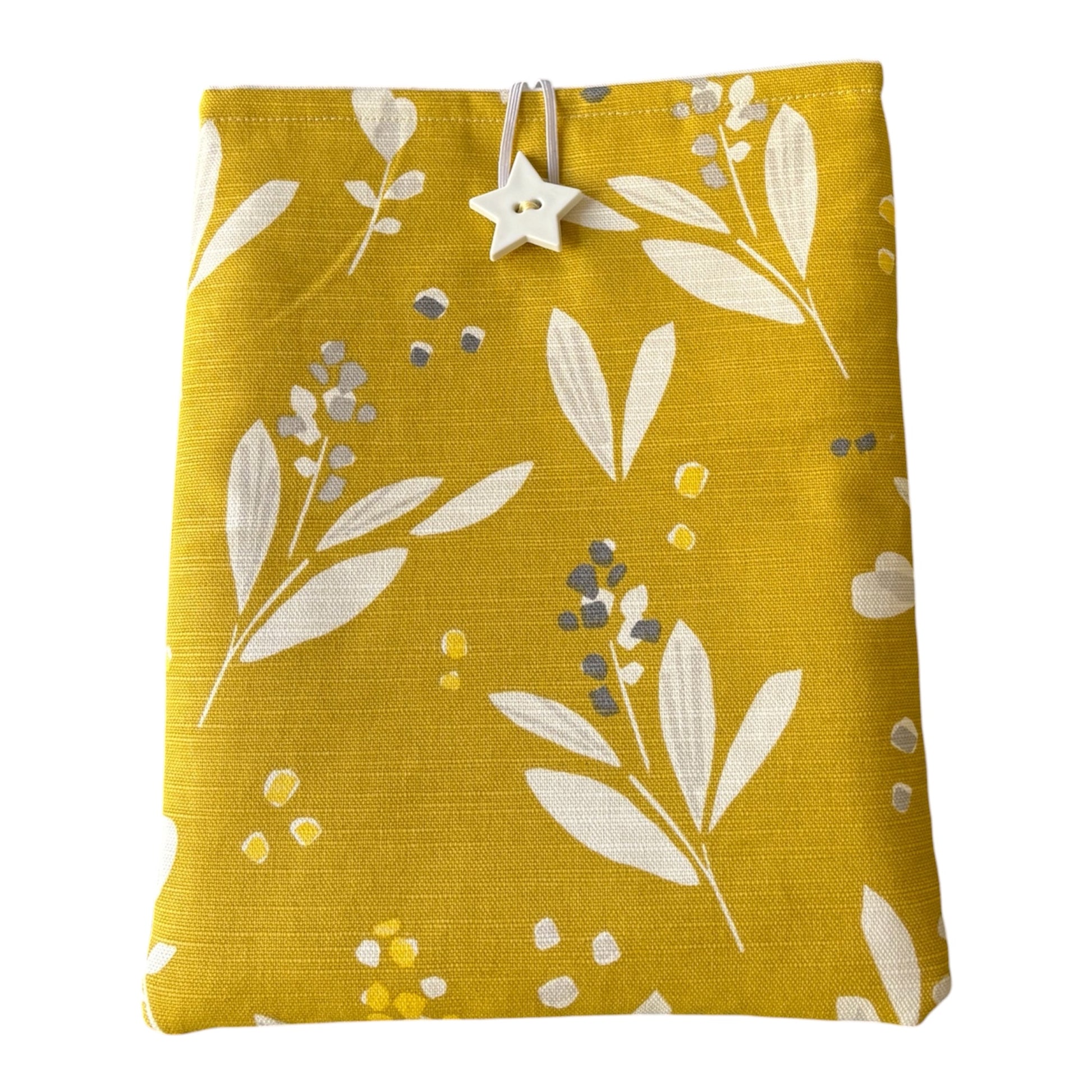 The handmade padded Book Pouch is approximately 19cms x 25cms and may also offer protection for a Kindle/Tablet but check the measurement of the device prior to placing an order.