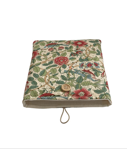 Handmade Padded Book Pouch, Liberty William Morris Fabric Book Cover, Kindle Pouch 23cms x 18cms