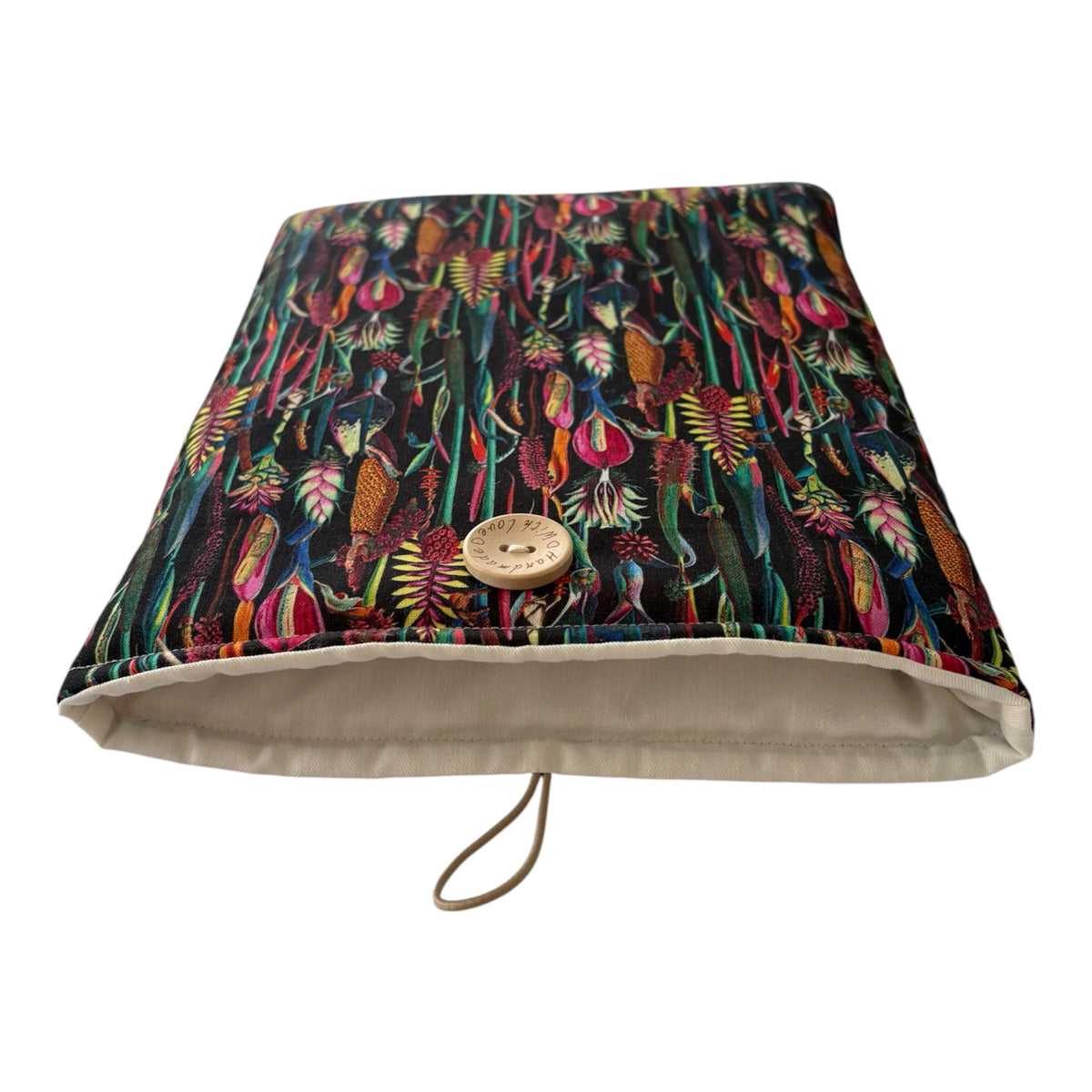 Handmade Padded Book Pouch, Kindle Tablet Pouch, iPad Pouch, Book Lovers Gift, Botanical Fabric