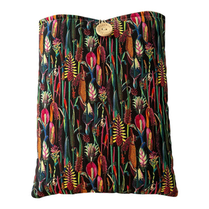 Handmade Padded Book Pouch, Kindle Tablet Pouch, iPad Pouch, Book Lovers Gift, Botanical Fabric
