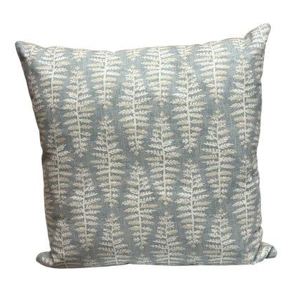 Handmade Zipped Fern Leaf Pattern Cushion Cover, Handmade Blue Cushion Cover