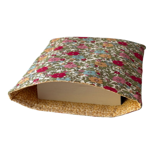 Handmade Padded Multicolour Floral Book Pouch, Book Lovers Gift, Book Sleeve, Book Cover