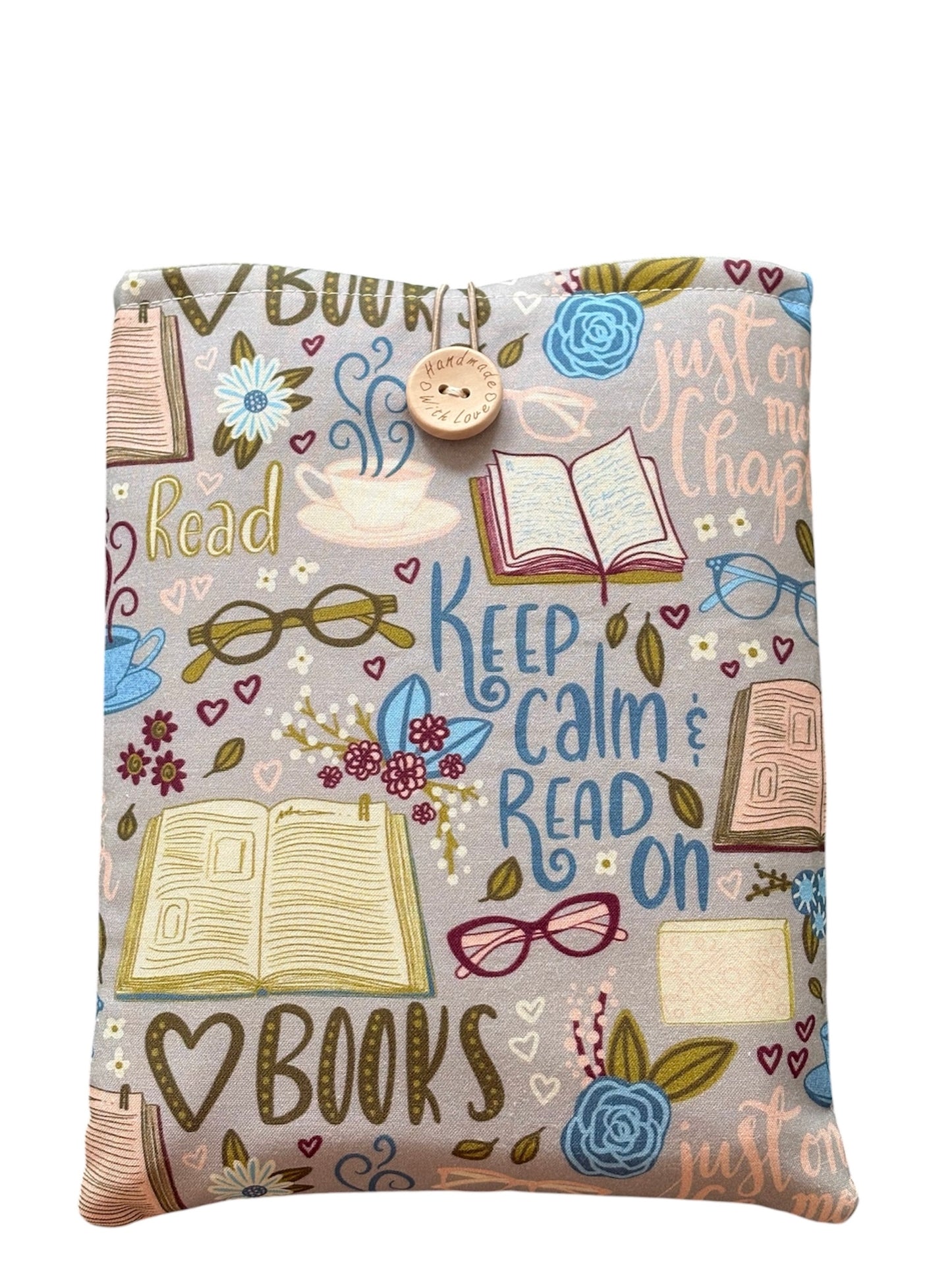 The handmade Book Cover would protect books from wear and tear whilst being carried on the go and has button and elastic closure.