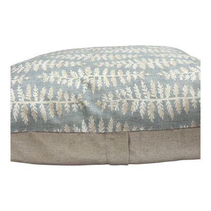 The cushion cover fastens with an enclosed zip in the rear of the cushion cover, as indicated.