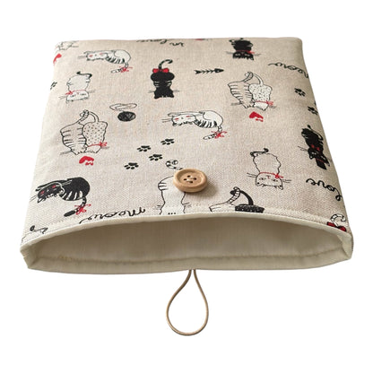 Handmade Padded Cats Fabric Book Pouch, Book Lovers Gift, Book Cover, Kindle e-Reader Pouch