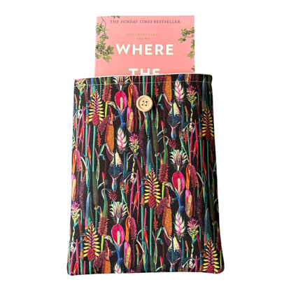 The Book Pouch is approximately 23cms x 18cms (9inches x 7inches) and would also offer protection for a Kindle from being marked whilst being carried in a bag.  However, please check the measurement of the device prior to placing an order.  Also note the book in the photo is not included and is for illustrative purposes only.