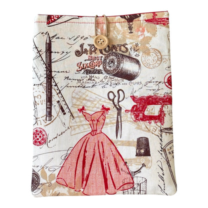 Handmade Padded Vintage Sewing Fabric Book Pouch, Book Lovers Gift, Kindle Pouch, Book Bag, Book Cover, Book Accessory