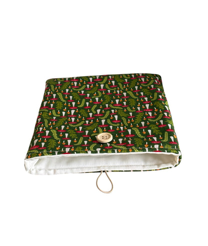 Handmade Padded Toadstool Fabric Book Pouch, Book Lovers Gift, Kindle e-Reader Cover, Book Sleeve, Book Bag, Book Accessory