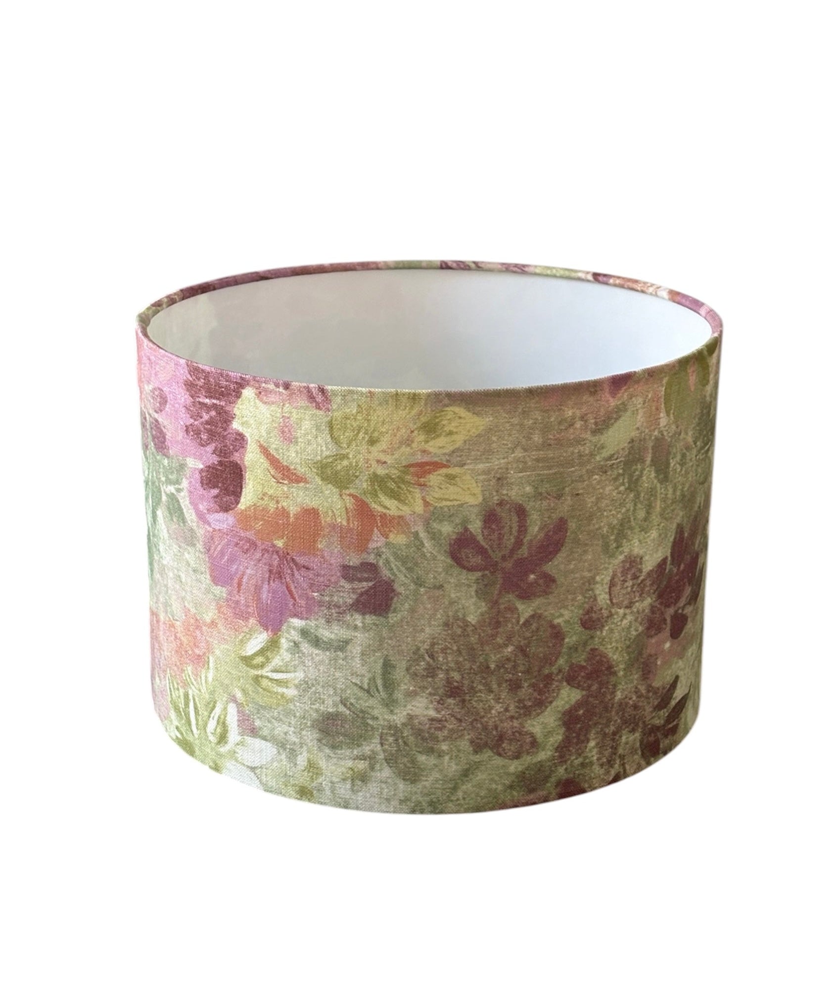The drum lampshade is 30cms in diameter and height of 21cms.  The handmade shade meets UK Standards and has passed the Lighting Association Glow Wire Test.