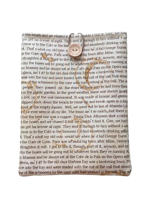 Handmade padded Book Pouch being an ideal Book Lovers Gift.  The handmade Book Cover is approximately 23cms x 18cms (9inches x 7inches)