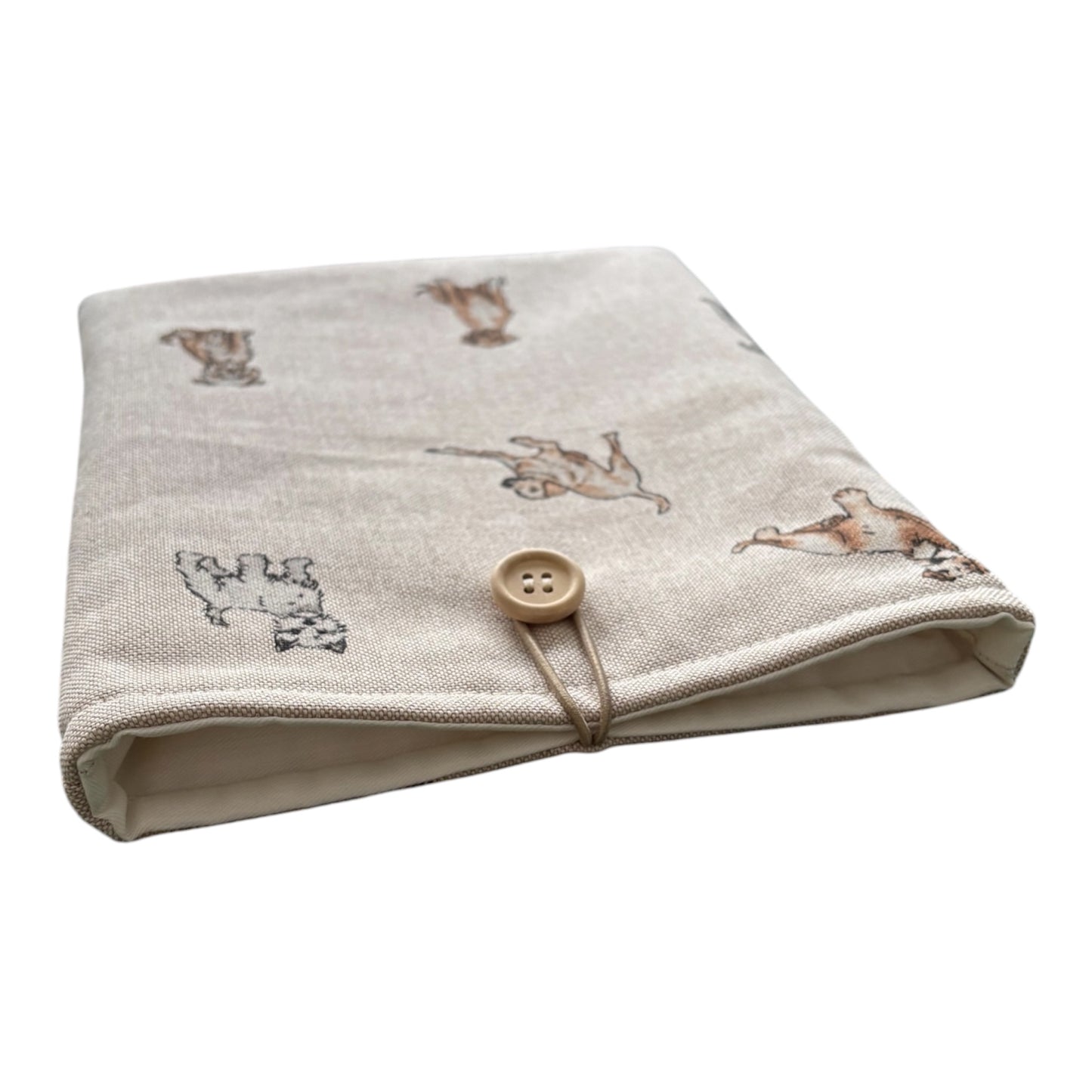 The padded Book Cover is approximately 23cms x 18cms (9" x 7") and would also offer protection for a Kindle e-Reader but check the measurement of the device prior to placing an order.