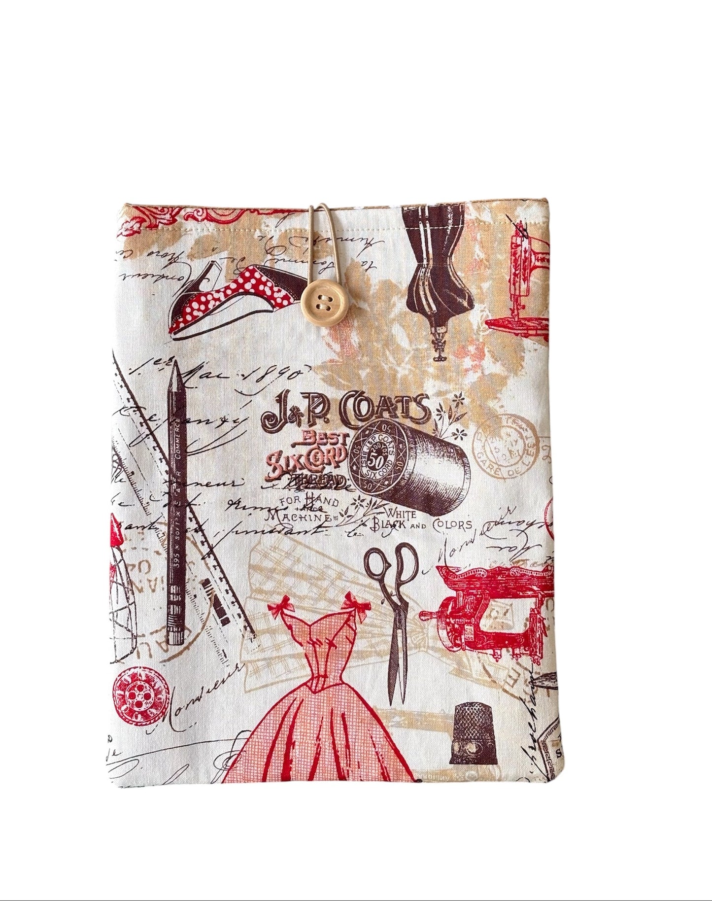 The lightly padded Book Cover has been made using retro vintage style patterned fabric.