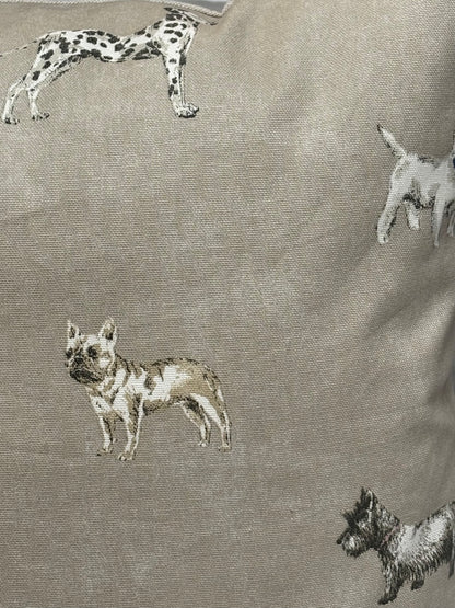 Handmade Zipped Cushion Cover, Dog Patterned Cushion Cover, Pillow Cover, Scatter Cushion