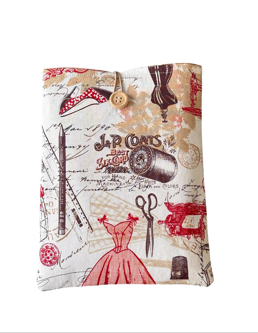 Handmade padded Book Pouch being approximately 23cms x 18cms and would be an ideal Book Lovers Gift to protect precious books from wear and tear whilst being carried on the go.
