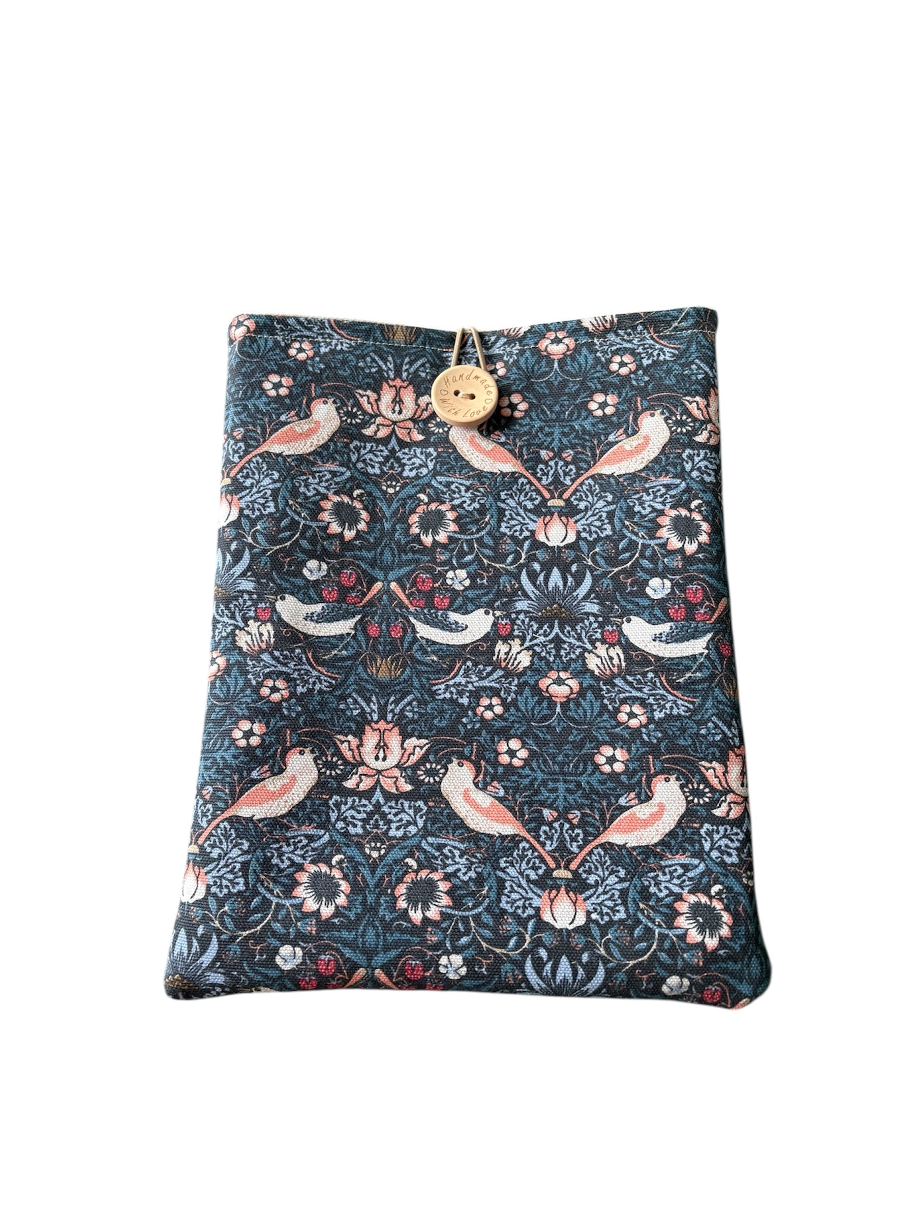 The padded Book Pouch is approximately 23cms x 18.5cms (9inches x 7.25inches) and would protect precious books from wear and tear whilst being carried on the go.  The Book Pouch would also offer protection for a Kindle or e-Reader but check the measurement of your device prior to placing an order.