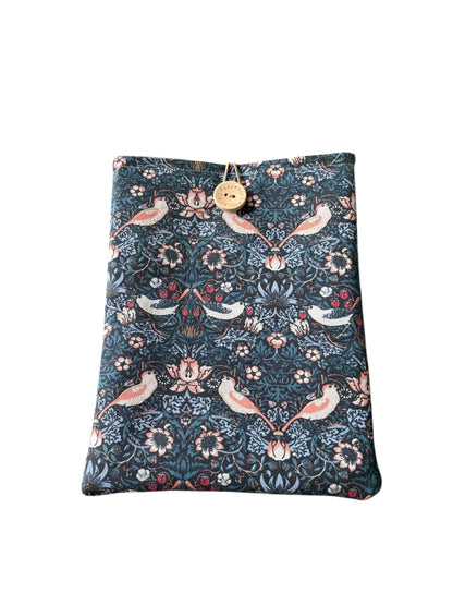 The padded Book Pouch is approximately 23cms x 18.5cms (9inches x 7.25inches) and would protect precious books from wear and tear whilst being carried on the go.  The Book Pouch would also offer protection for a Kindle or e-Reader but check the measurement of your device prior to placing an order.