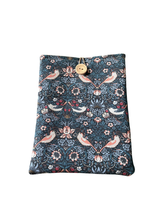 The padded Book Pouch is approximately 23cms x 18.5cms (9inches x 7.25inches) and would protect precious books from wear and tear whilst being carried on the go.  The Book Pouch would also offer protection for a Kindle or e-Reader but check the measurement of your device prior to placing an order.