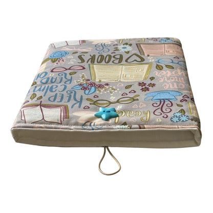 Handmade Padded Book Pouch, Book Lovers Gift, Book Themed Fabric, Book Accessory