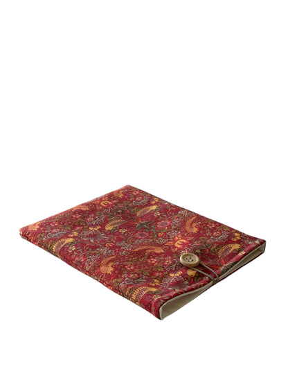 Handmade Padded Red Strawberry Thief Fabric Book Pouch, Book Lovers Gift, Kindle e-Reader Cover