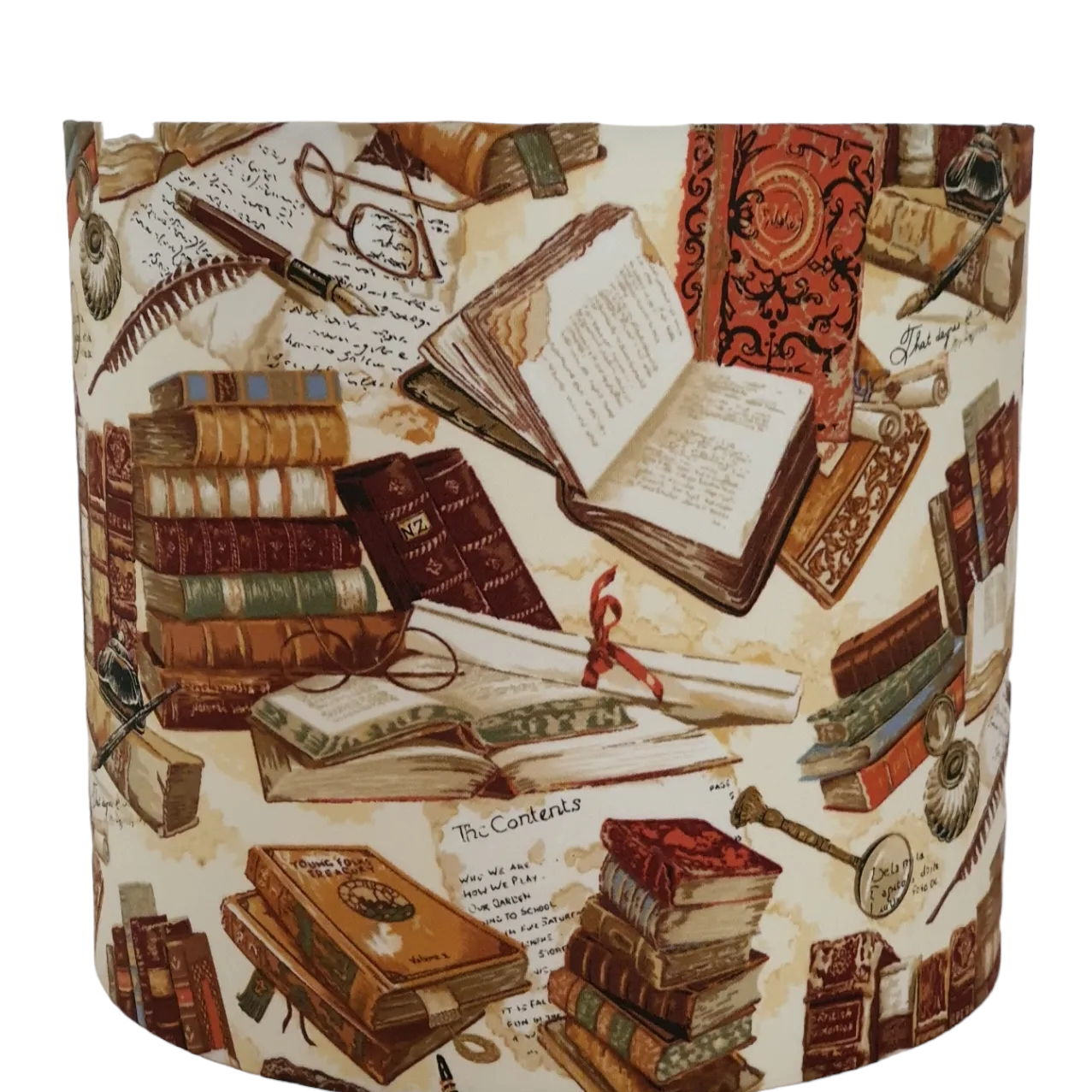 Library Books - Handmade 20cm Drum Lampshade