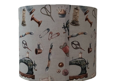 Vintage Sewing Kit - Handmade 25cm Ceiling Drum Shade