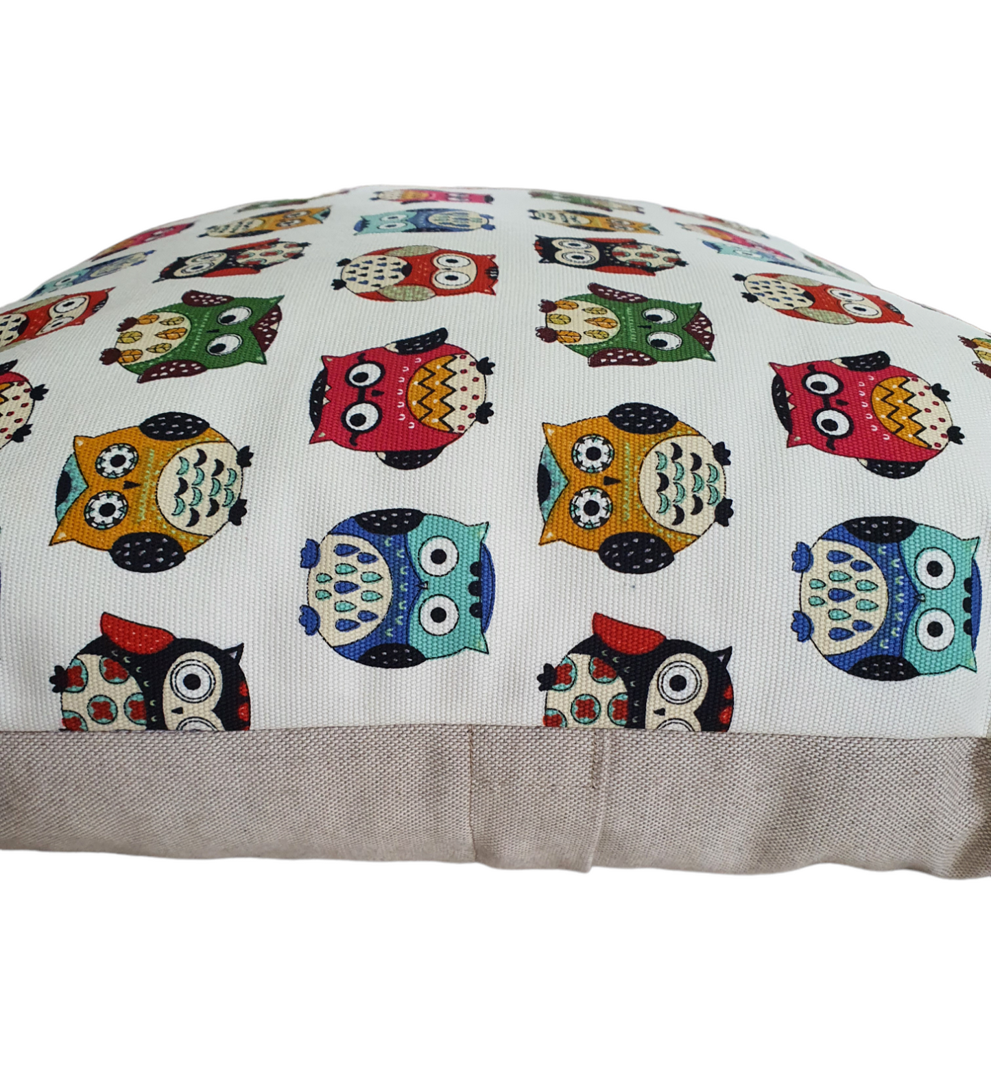 Multicolour Owls - Handmade Cushion Cover (18"x18")