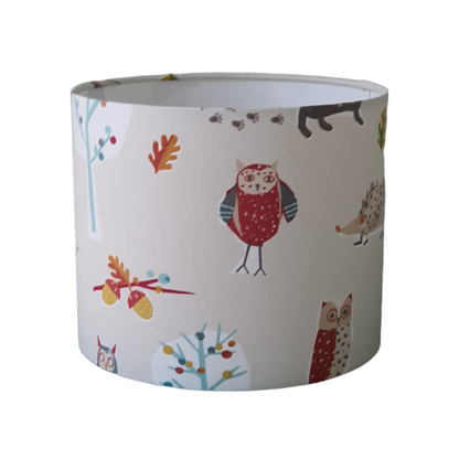 Handmade 25cm Drum Lampshade - Woodland and Forest Animals