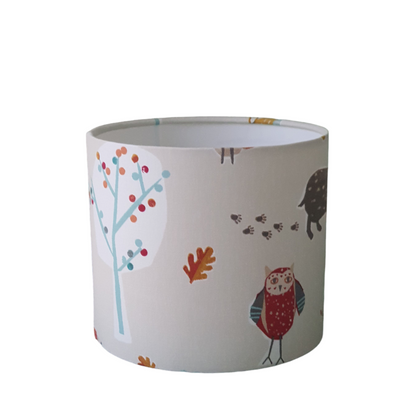 Handmade 20cm Drum Lampshade - Woodland and Forest Animals