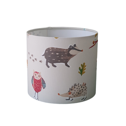 Handmade 20cm Drum Lampshade - Woodland and Forest Animals