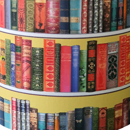 Handmade 20cm Drum Lampshade - Classic Books Fabric - Book Lovers Gift