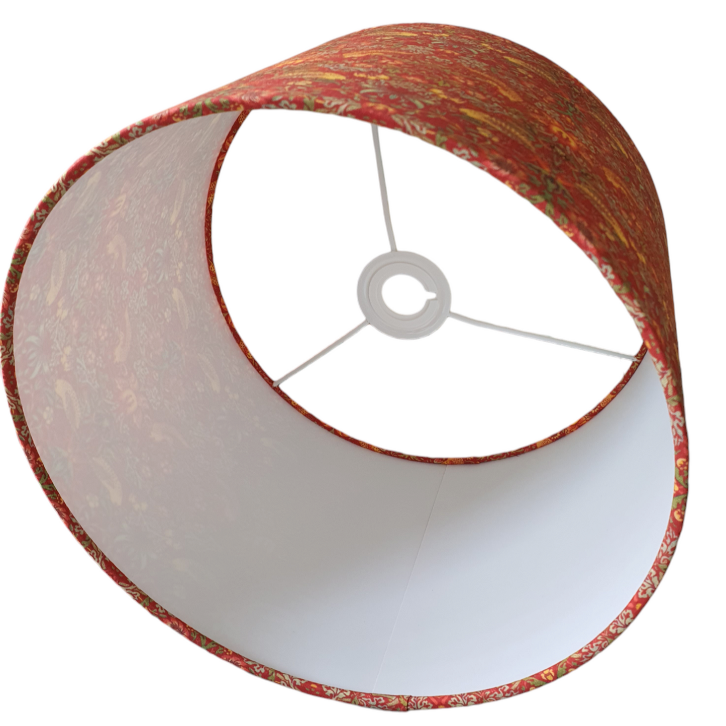 Handmade 30cm Drum Lampshade - Strawberry Thief Fabric - Red