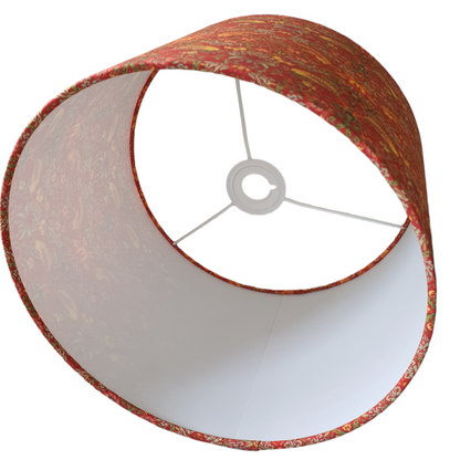 Handmade 30cm Drum Lampshade - Strawberry Thief Fabric - Red