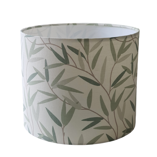 Handmade 25cm Drum Lampshade - Laura Ashley Green Willow Leaf Fabric
