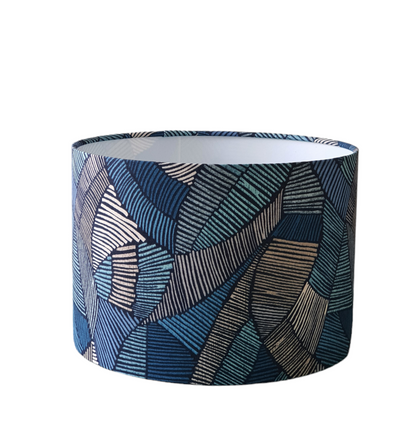 Handmade 30cm Drum Shade - Blue iLiv Definity Riviera Fabric