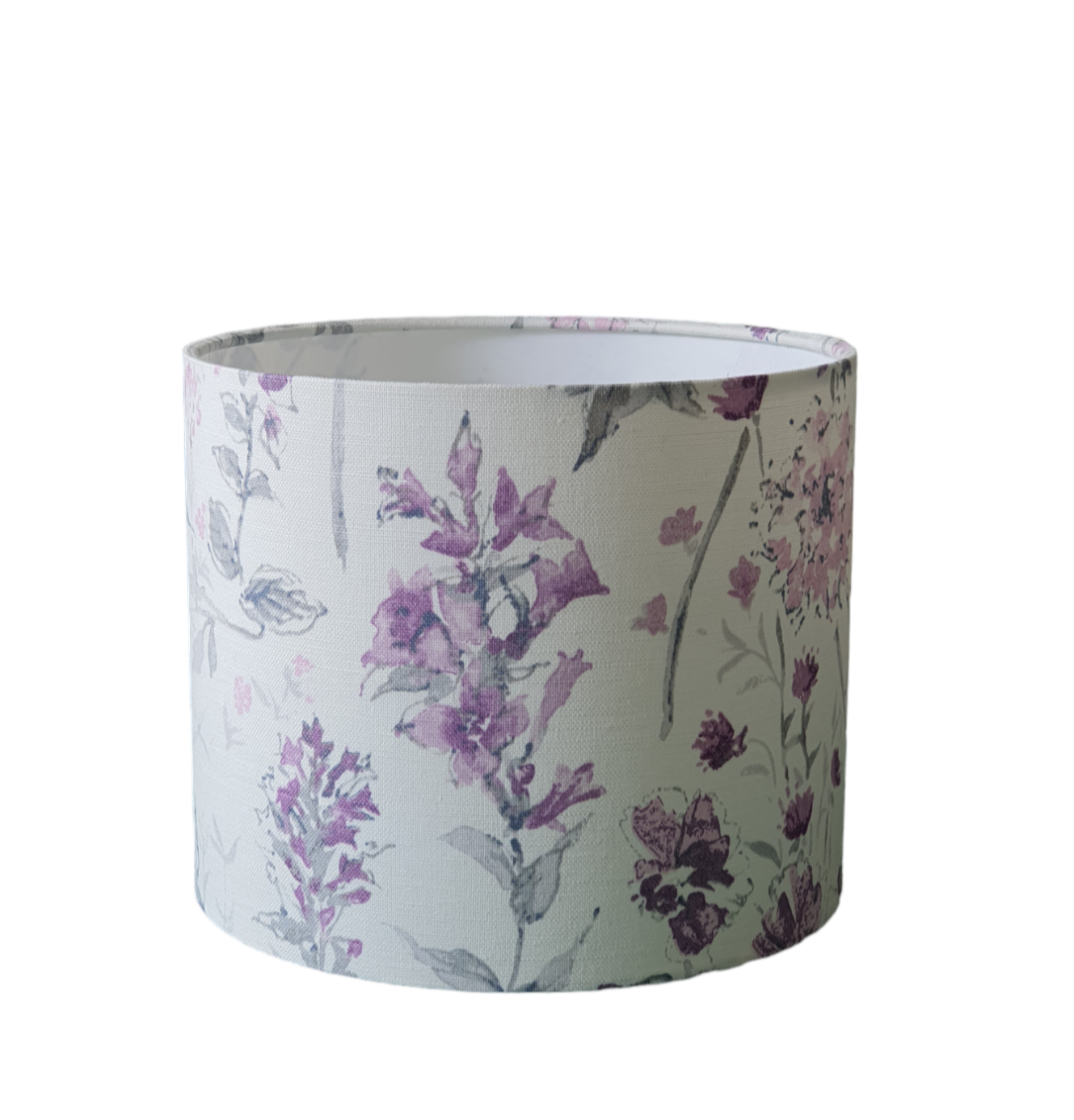 Handmade 25cm drum lampshade made with Laura Ashley Wild Meadow Fabric.