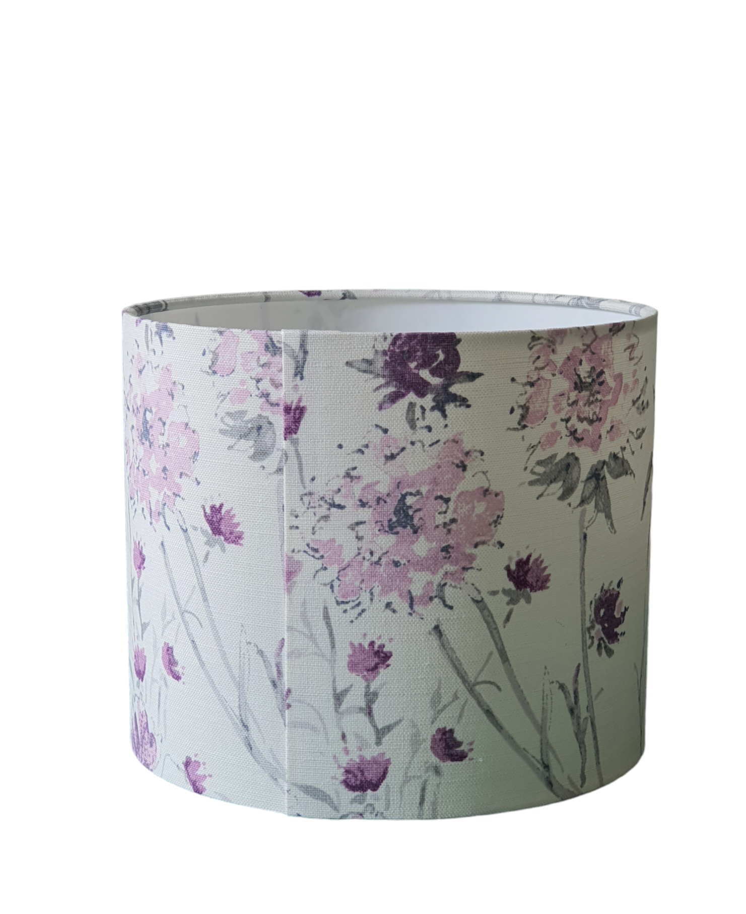 This photo shows the join at the rear of the handmade 25cms drum lampshade.  Due to the pattern placement and repeat the pattern may not always match at the join.