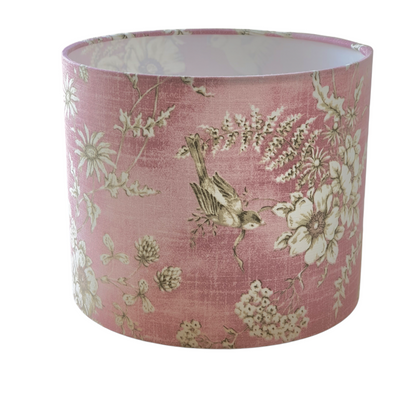 Handmade 25cm Drum Lampshade - Rose Finch Toile Fabric - Floral