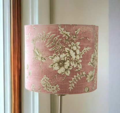 Handmade 25cm Drum Lampshade - Rose Finch Toile Fabric - Floral