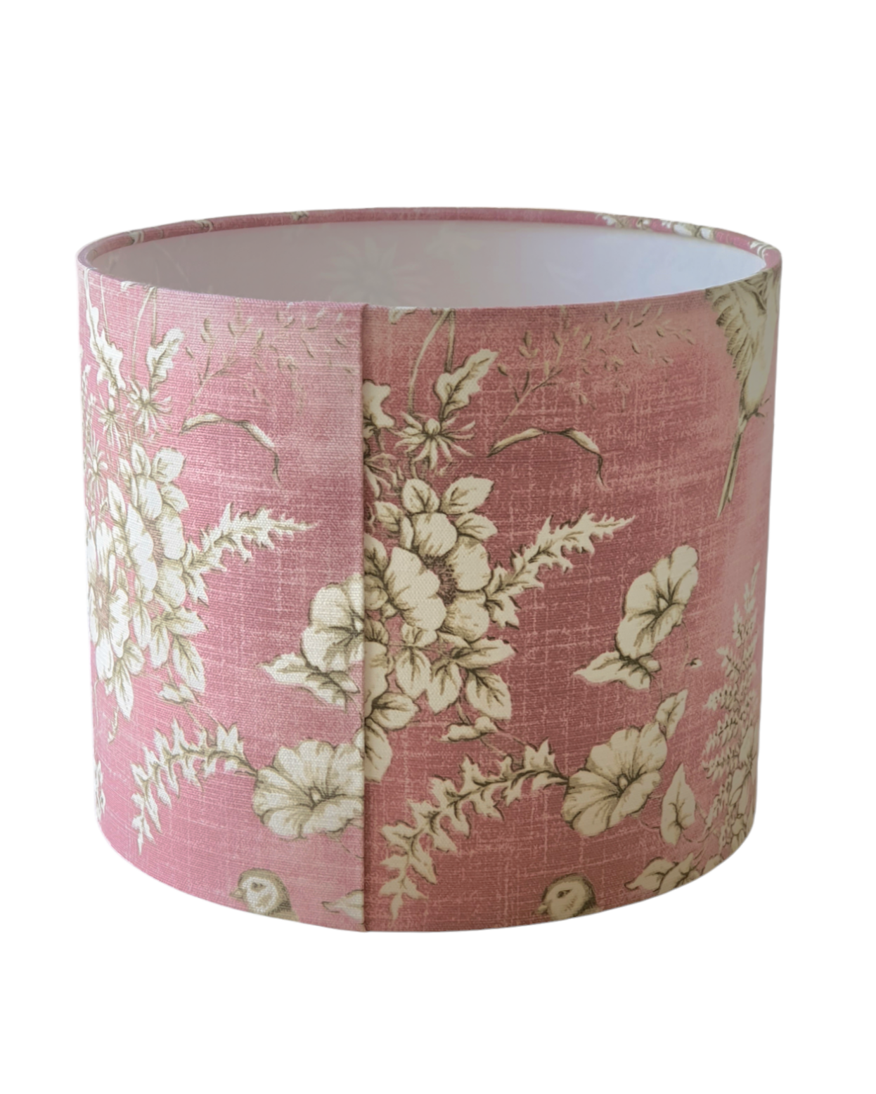 Handmade 25cm Drum Lampshade - Rose Finch Toile Fabric - Floral