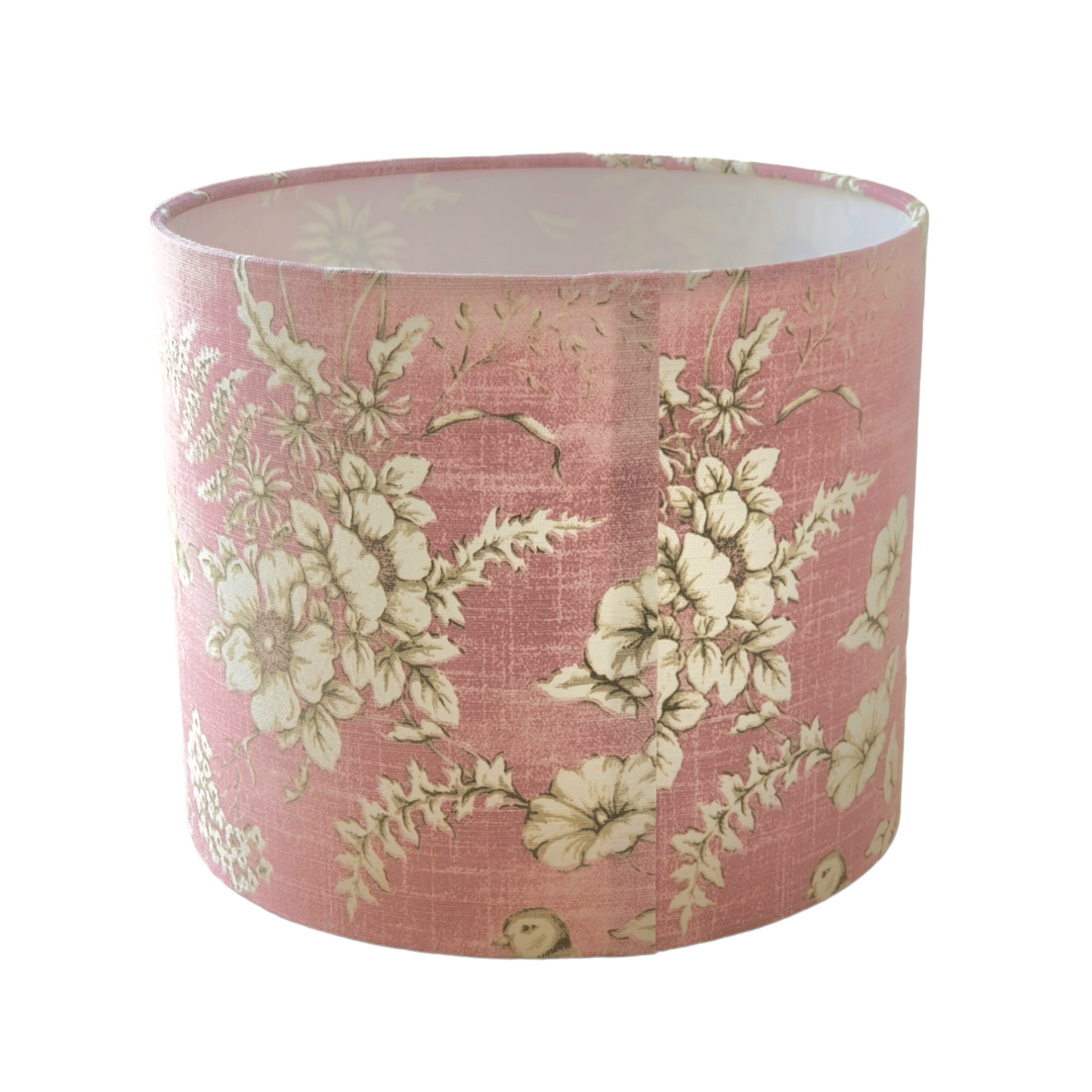 Handmade 25cm Drum Lampshade - Rose Finch Toile Fabric - Floral