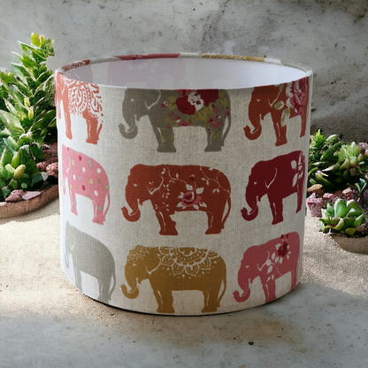Safari Elephant Lampshade - Handmade 25cm Drum Lampshade