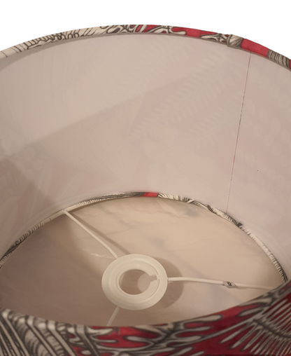 Handmade 30cm Drum Lampshade - Pink Grey Tropical Leaf Fabric