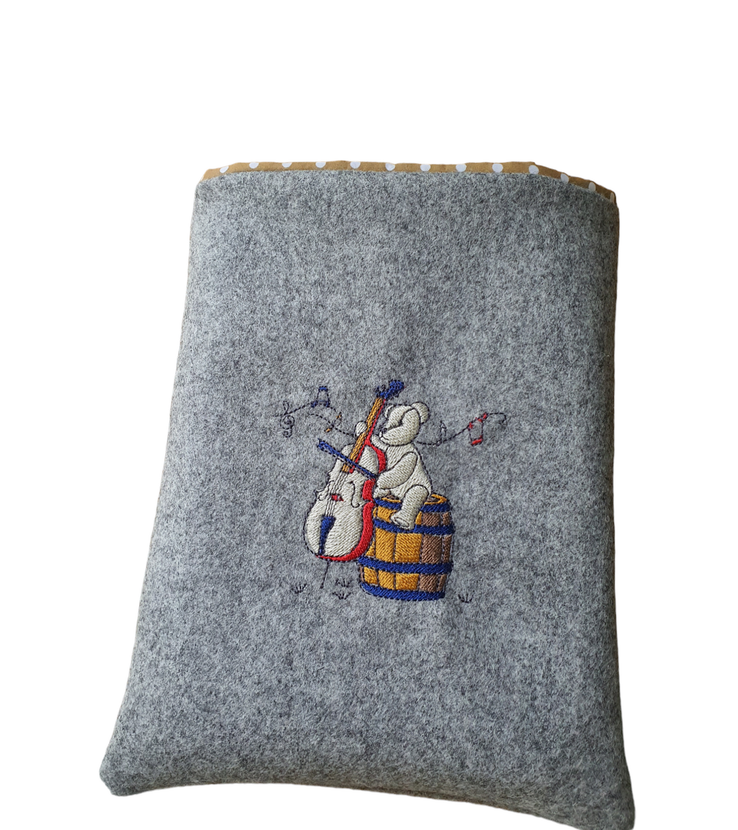 Handmade Padded Embroidered Book Cover - Book Lovers Gift - Musical Instrument
